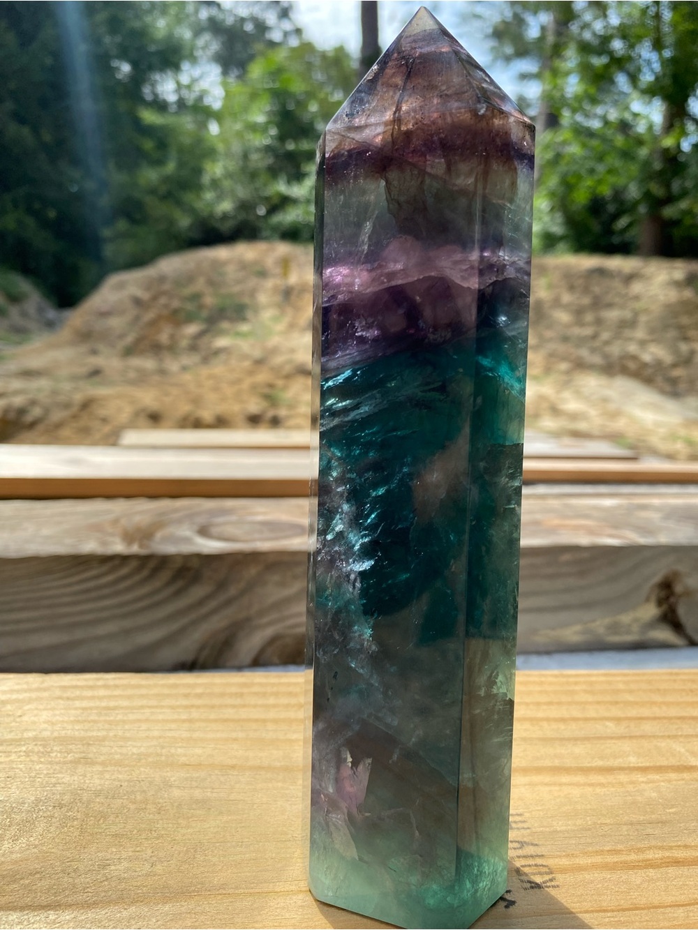 AAA Rainbow Fluorite Tower | Deep Emerald + Purple Banding w/ Rainbows